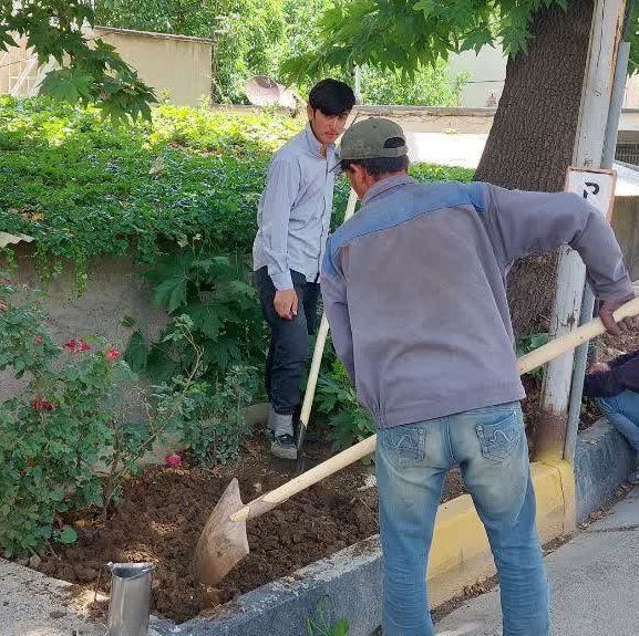 گلکاری و بهبود فضای سبز روستای زردبند